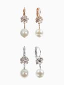 Серьги с жемчугом «Грация», цветы с бусиной, цвет МИКС