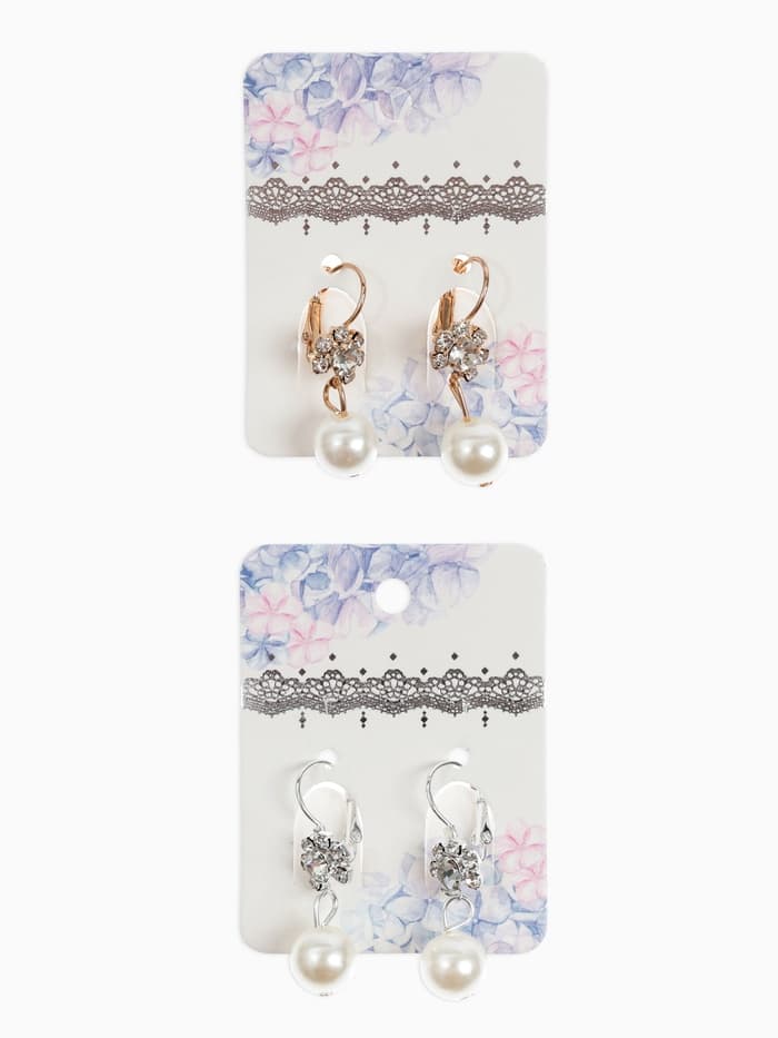 Серьги с жемчугом «Грация», цветы с бусиной, цвет МИКС