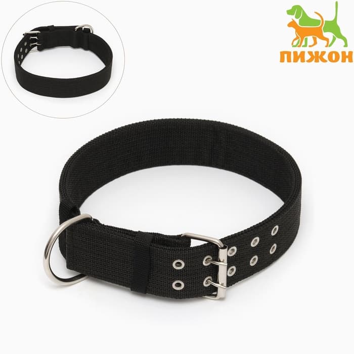 Ошейник, 80×4.9 см, ОШ 65-75 см, четырёхслойный, полиэстер, чёрный