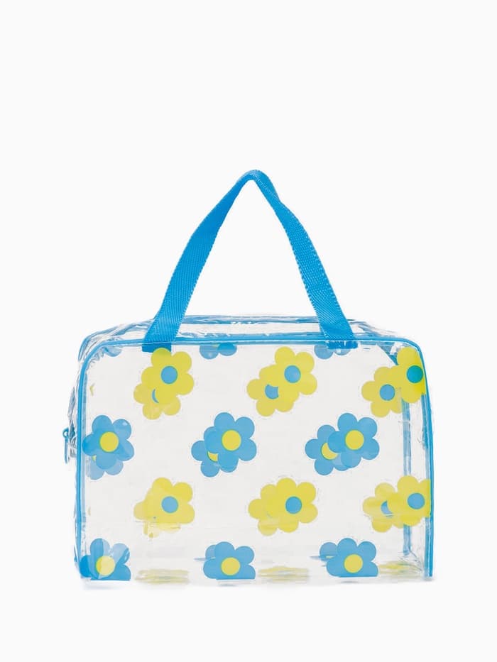 Косметичка - сумка на молнии для бассейна, с ручками, с цветочным принтом, прозрачная