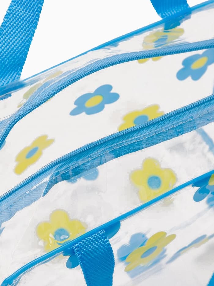 Косметичка - сумка на молнии для бассейна, с ручками, с цветочным принтом, прозрачная