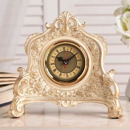 Часы настольные интерьерные каминные, 21×19×6.5 см, d=7 см, белые с позолотой