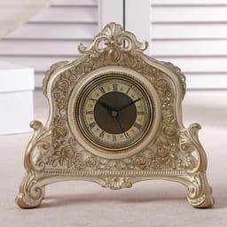 Часы настольные интерьерные каминные, 21×19×6.5 см, d=7 см, белые с позолотой