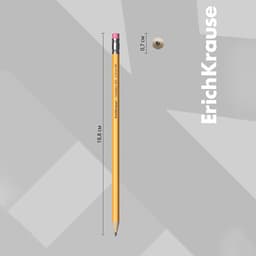 Карандаш чернографитный ErichKrause. Amber 101, НВ, с ластиком, шестигранный, деревянный, жёлтый корпус
