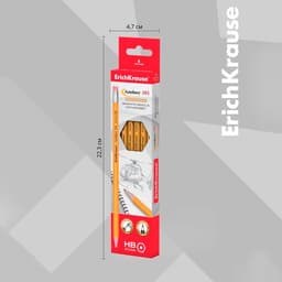 Карандаш чернографитный ErichKrause. Amber 101, НВ, с ластиком, шестигранный, деревянный, жёлтый корпус