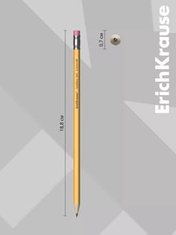Карандаш чернографитный ErichKrause. Amber 101, НВ, с ластиком, шестигранный, деревянный, жёлтый корпус