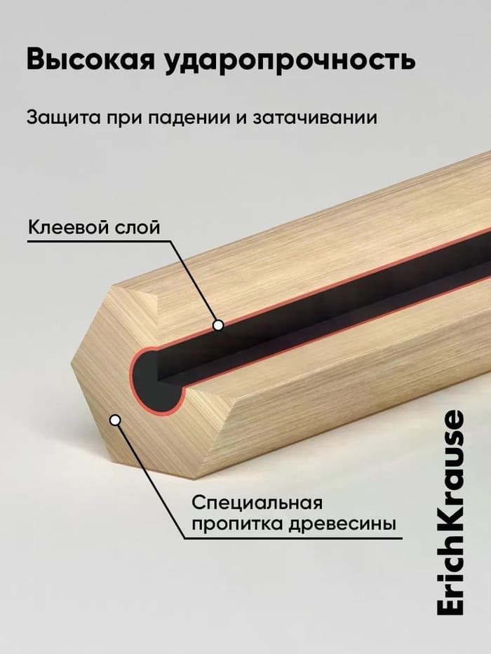 Карандаш чернографитный ErichKrause. Amber 101, НВ, с ластиком, шестигранный