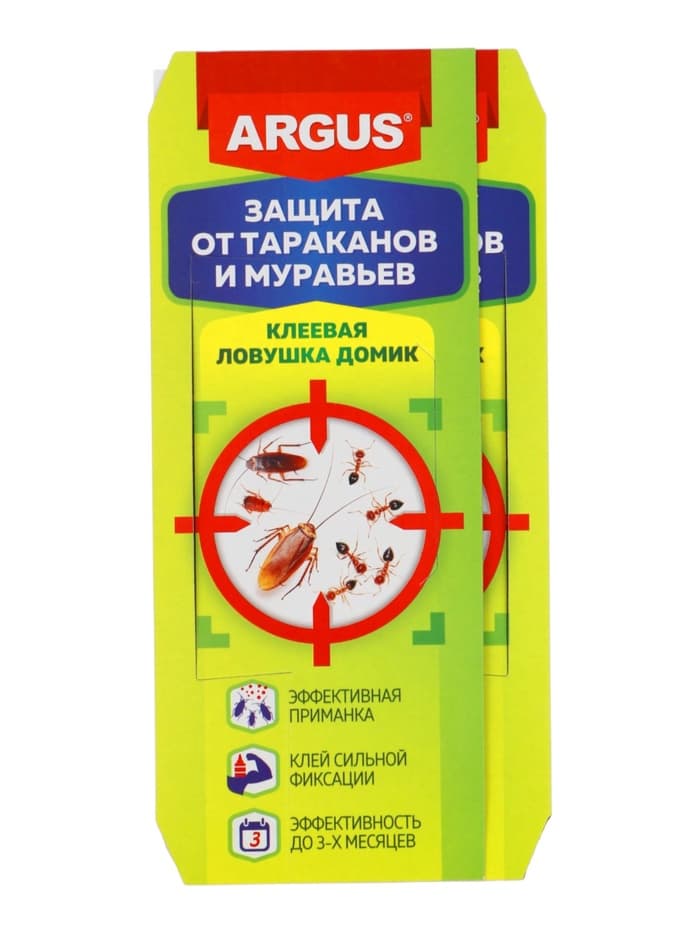 Клеевая ловушка ARGUS от тараканов домик, набор 4 шт.