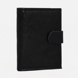 Портмоне мужское на кнопке, 2 в 1, для автодокументов, 4 отдела, для карт, для монет, чёрное