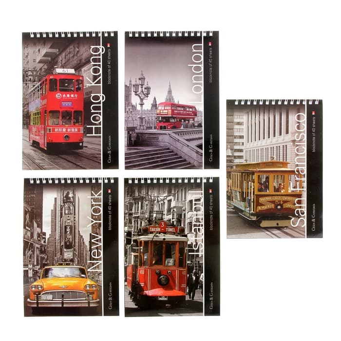 Блокнот А5, 40 листов на гребне «Города», МИКС