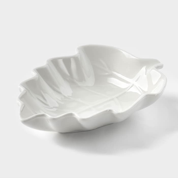 Соусник «Лиственник», 14×10×3 см, керамика, белый