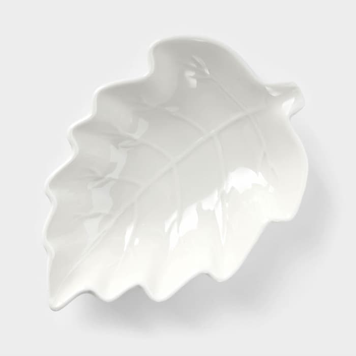 Соусник «Лиственник», 14×10×3 см, керамика, белый