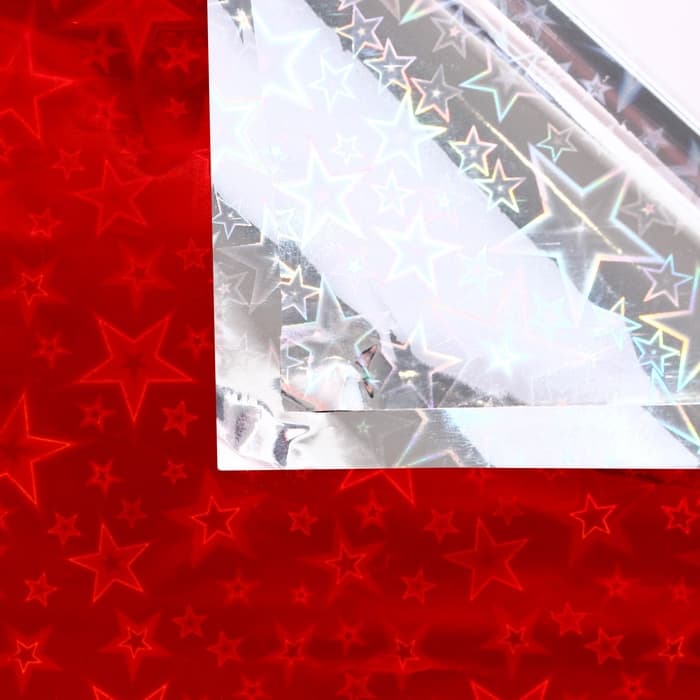 Бумага голографическая «Звездопад», красная, 70×100 см
