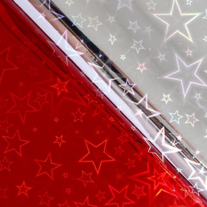 Бумага голографическая «Звездопад», красная, 70×100 см