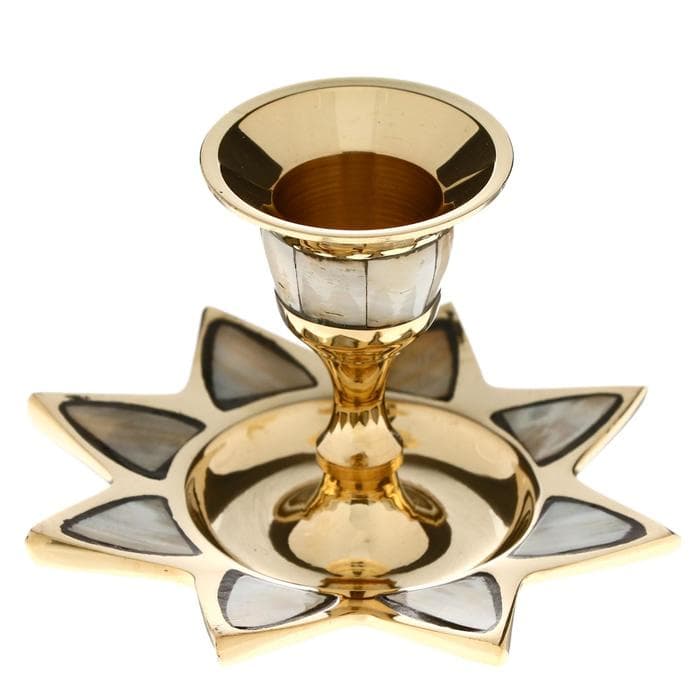 Подсвечник с перламутром «Звезда», на 1 свечу, 9.5×9.5×6.5 см, латунь