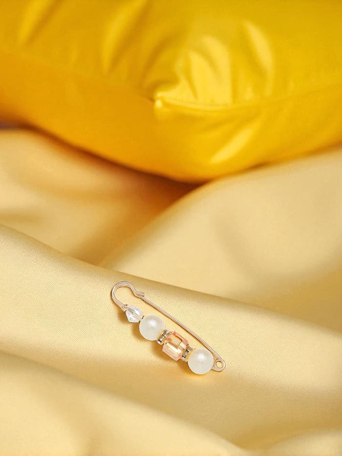 Булавка «Кубик», 6.5 см, бело-коричневая в золоте