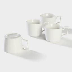 Чайный сервиз на подставке Доляна «Эстет», 5 предметов: чайник 800 мл, 4 кружки 220 мл, фарфор, белый