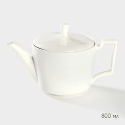 Чайный сервиз на подставке Доляна «Эстет», 5 предметов: чайник 800 мл, 4 кружки 220 мл, фарфор, белый