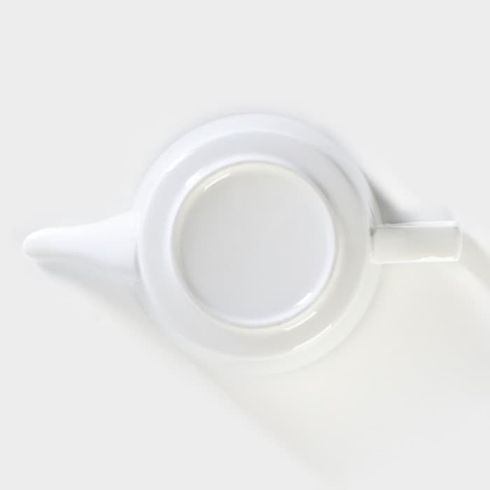 Чайный сервиз на подставке Доляна «Эстет», 5 предметов: чайник 800 мл, 4 кружки 220 мл, фарфор, белый