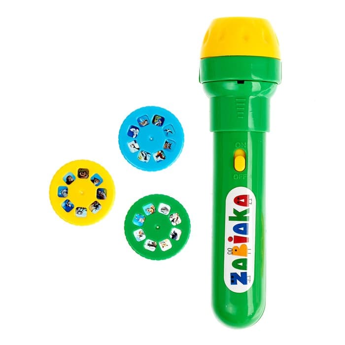 Проектор-фонарик ZABIAKA «Мир зверей», световые эффекты, 3 слайда, 24 картинки, МИКС