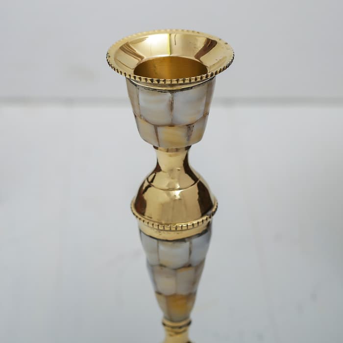 Подсвечник с перламутром «Замок», на 1 свечу, 7.5×7.5×17 см, латунь