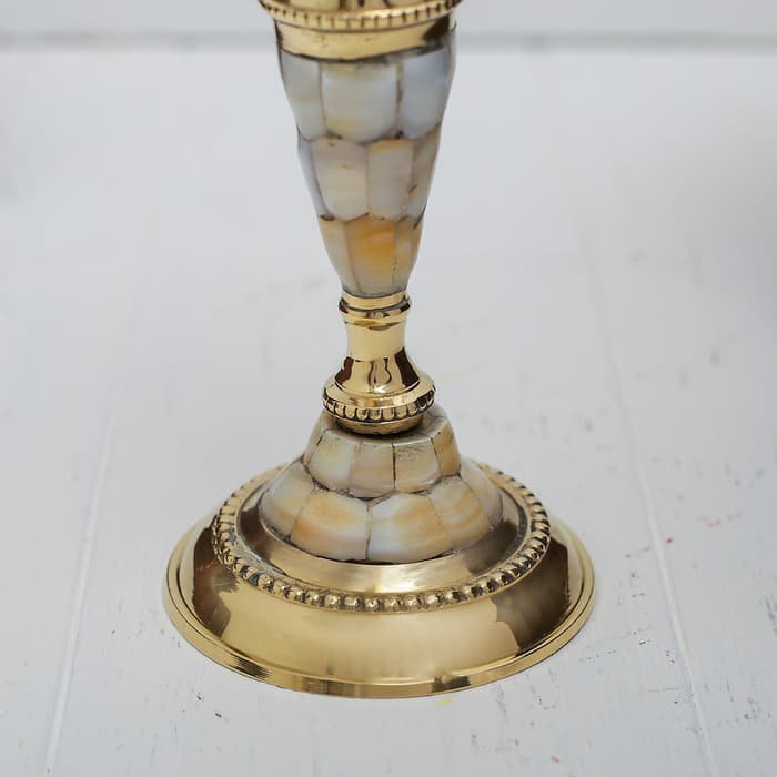 Подсвечник с перламутром «Замок», на 1 свечу, 7.5×7.5×17 см, латунь