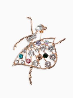 Брошь «Балерина», в платье, цветная в золоте