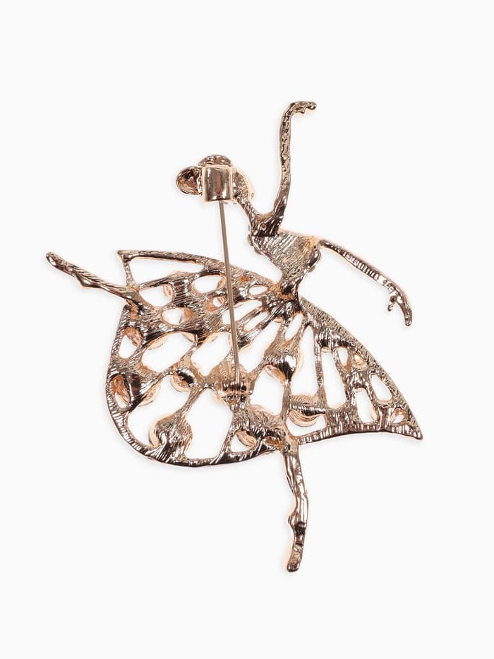 Брошь «Балерина», в платье, цветная в золоте