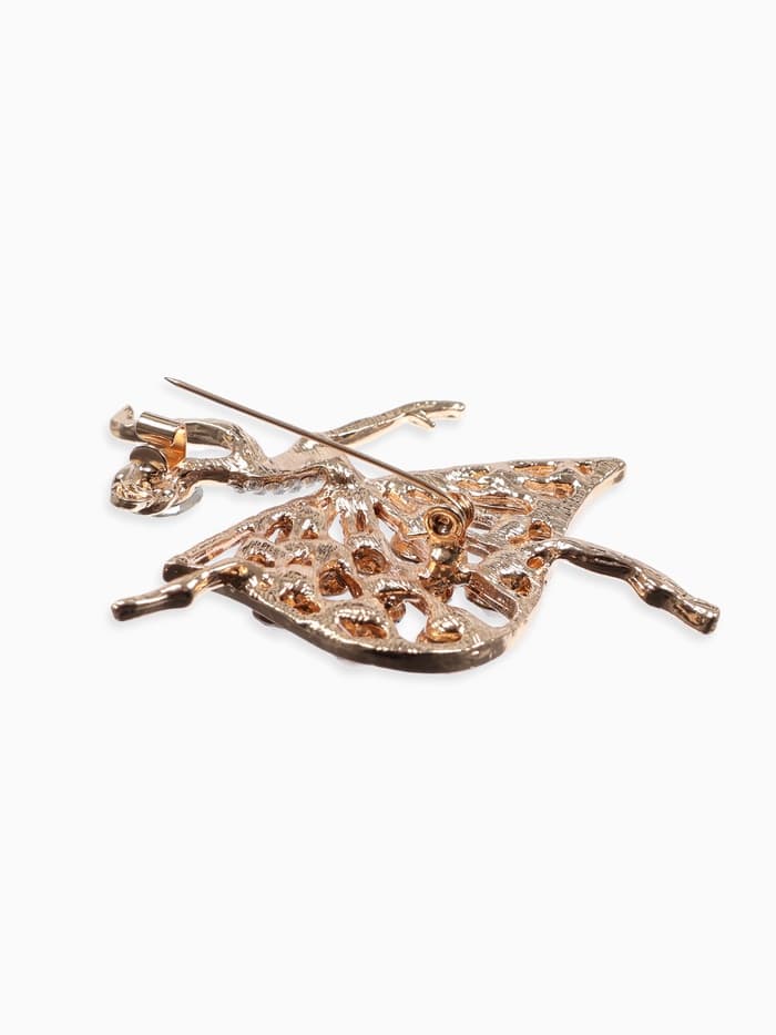 Брошь «Балерина», в платье, цветная в золоте