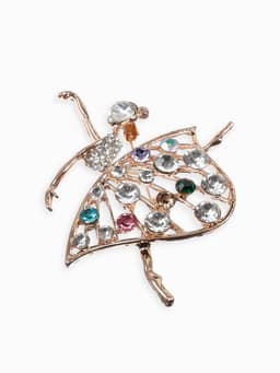 Брошь «Балерина», в платье, цветная в золоте