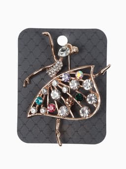 Брошь «Балерина», в платье, цветная в золоте