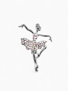 Брошь «Балерина», аллонже, радужная в серебре