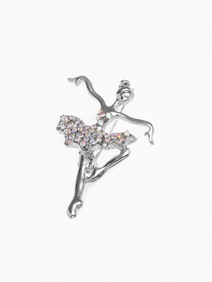 Брошь «Балерина», аллонже, радужная в серебре