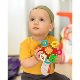 Погремушка развивающая игрушка Крошка Я «Шар трещотка», от 3 мес., красный