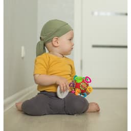 Погремушка развивающая игрушка Крошка Я «Шар трещотка», от 3 мес., красный