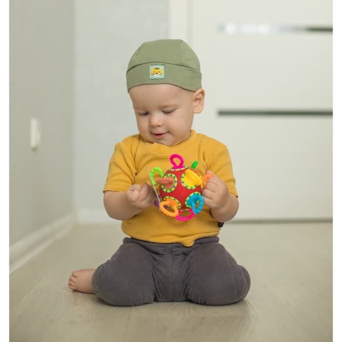 Погремушка развивающая игрушка Крошка Я «Шар трещотка», от 3 мес., красный