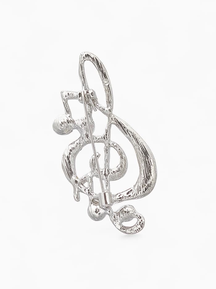 Брошь «Скрипичный ключ с жемчужными нотками», белая в серебре