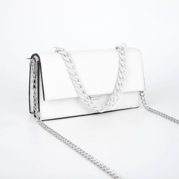 Цепочка для сумки, пластиковая, 17×23 мм, 120 см, белая