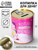 Копилка для денег «Банка. Коплю на розовую мечту», металл