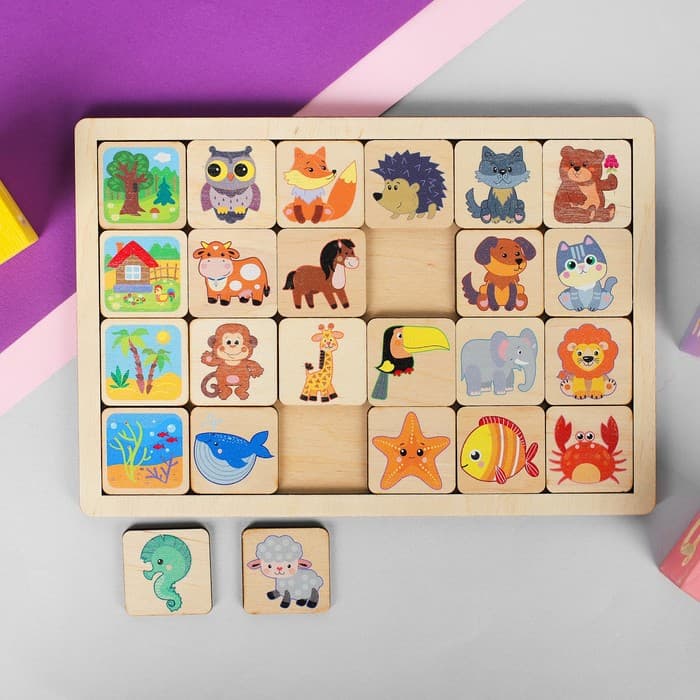 Игра развивающая деревянная Десятое Королевство «Кто где живёт»