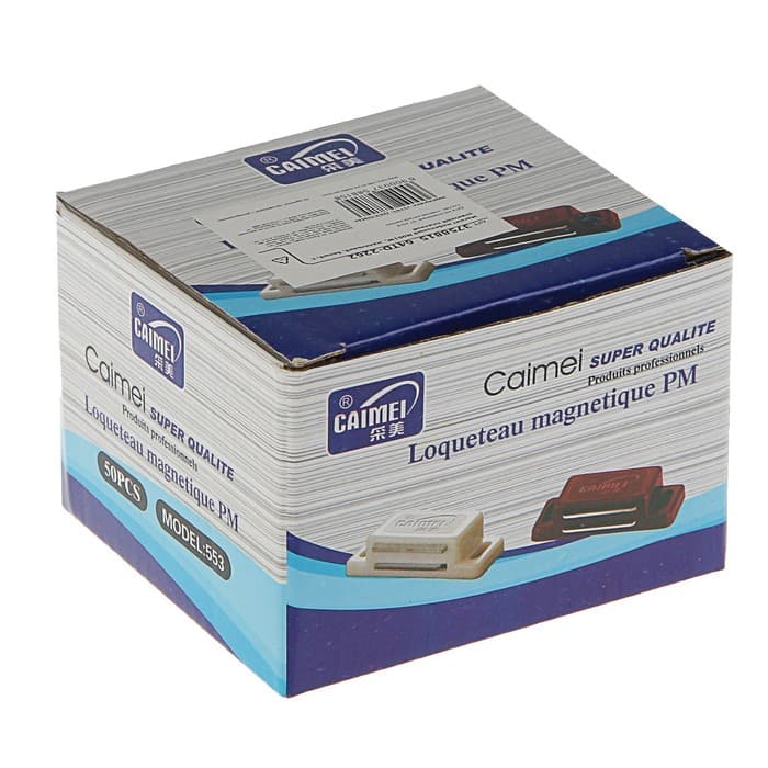 Магнит мебельный M001W, 41×13 маленький, белый