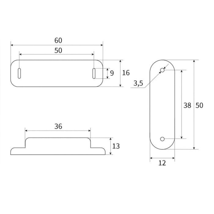 Магнит мебельный M002W, 60×13, средний, белый