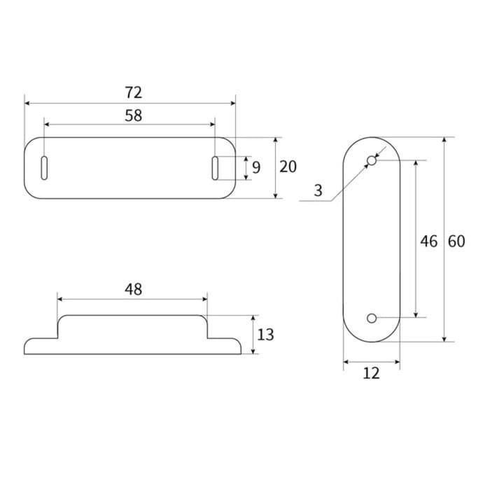 Магнит мебельный M003W, 72×13, большой, белый