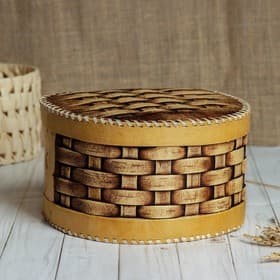 Хлебница - батонница с крышкой «Плетёночка», на шарнире, 21×18.5×13 см, береста