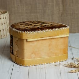 Хлебница - батонница с крышкой «Плетёночка», на шарнире, 21×18.5×13 см, береста