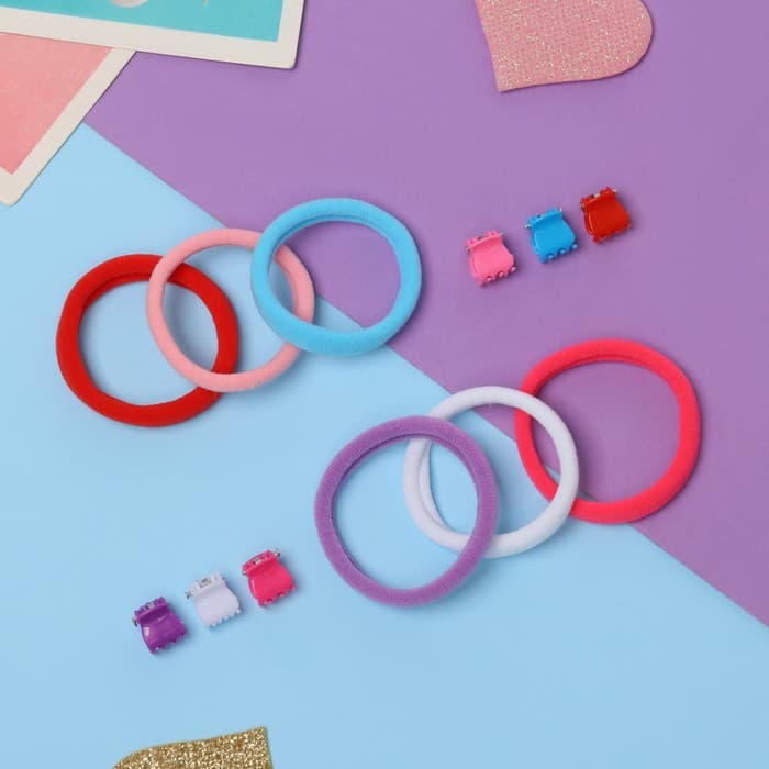 Набор для волос Выбражулька «Обаяшечка», 12 шт.: 6 резинок, 6 крабиков, махрушка