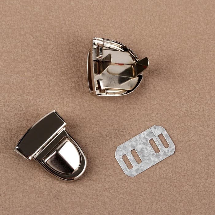 Застёжка для сумки, 3×2 см, цвет серебряный