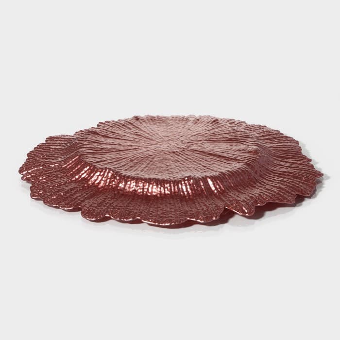 Тарелка подстановочная Magistro «Сияние», d=33 см, стекло, розовая