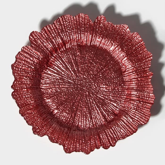 Тарелка подстановочная Magistro «Сияние», d=33 см, стекло, розовая