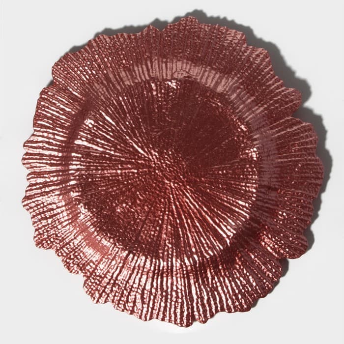 Тарелка подстановочная Magistro «Сияние», d=33 см, стекло, розовая